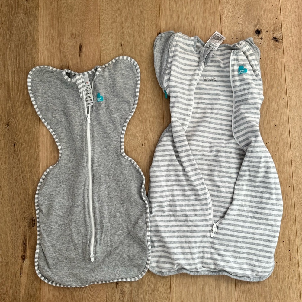 Love to Dream Striped and Solid Gray Sleep Sacks